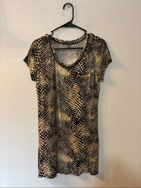 Tart Intimates Animal Print Short Sleeve Dress - Black & Tan